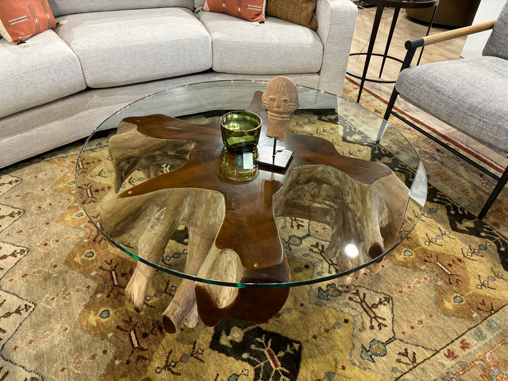 Root Coffee Table w/ Glass Top